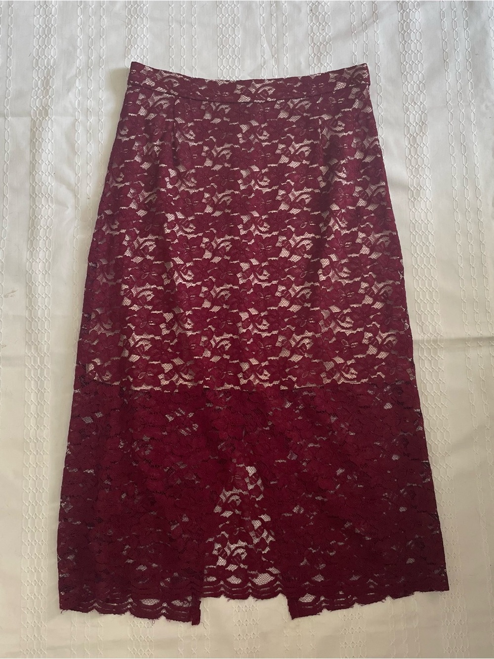 Babaton Aritzia Burgundy Lace Midi Skirt